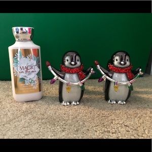 2 wall flower penguins Never used + unused lotion